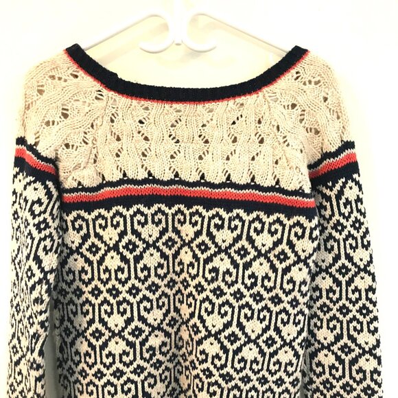 American Eagle sweater women's size S wool crochet fisherman coastal nautical - Picture 7 of 8